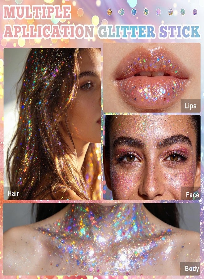 DAGEDA Body Glitter Stick, Face Hair Mermaid Sequins Glitter Stick, Chunky Holographic Glitters Face Paint, Body Shimmer for Rave Accessories Carnival Party Festival Halloween Makeup 05 - Image 4